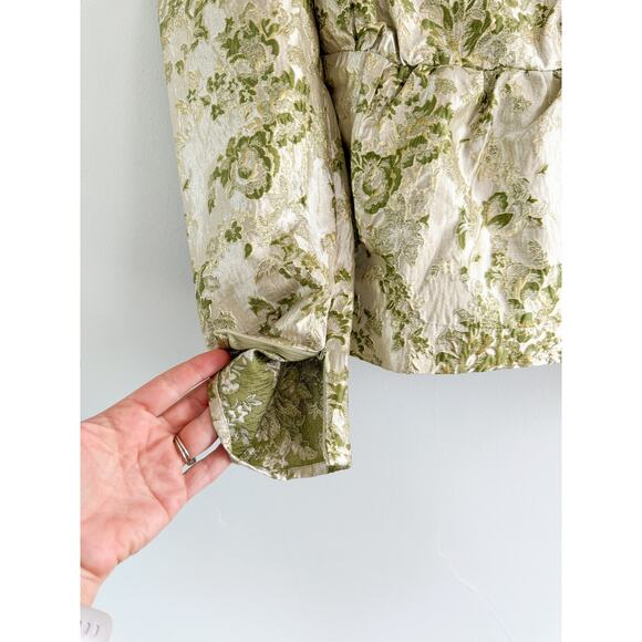 Tuckernuck | Hyacinth House | Green Jacquard Bridgerton Blouse | Sz S - Picture 4 of 11